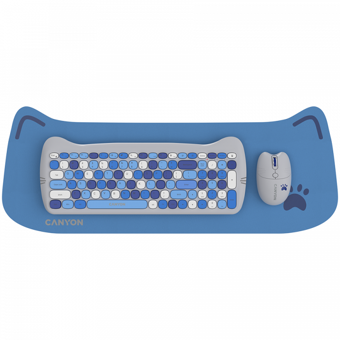 CANYON HSET-W6 EN Keyboard+Mouse Kitty Edition AAA+АА Wireless Blue [1]