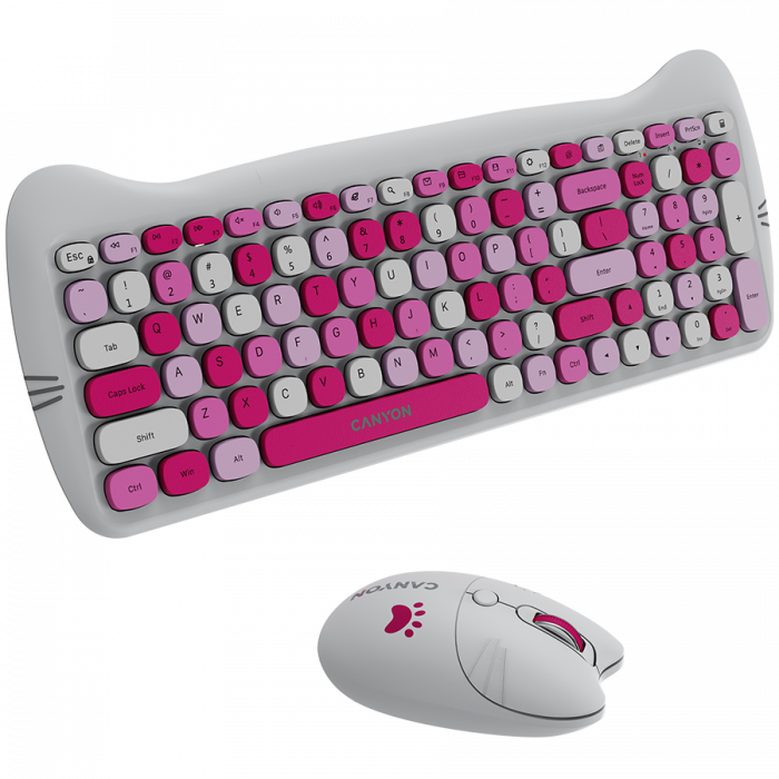 CANYON HSET-W6 EN Keyboard+Mouse Kitty Edition AAA+АА Wireless Pink [4]