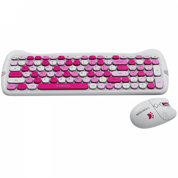 CANYON HSET-W6 EN Keyboard+Mouse Kitty Edition AAA+АА Wireless Pink [3]