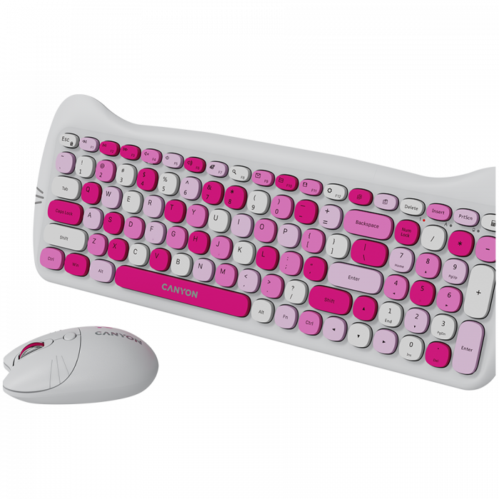 CANYON HSET-W6 EN Keyboard+Mouse Kitty Edition AAA+АА Wireless Pink [5]