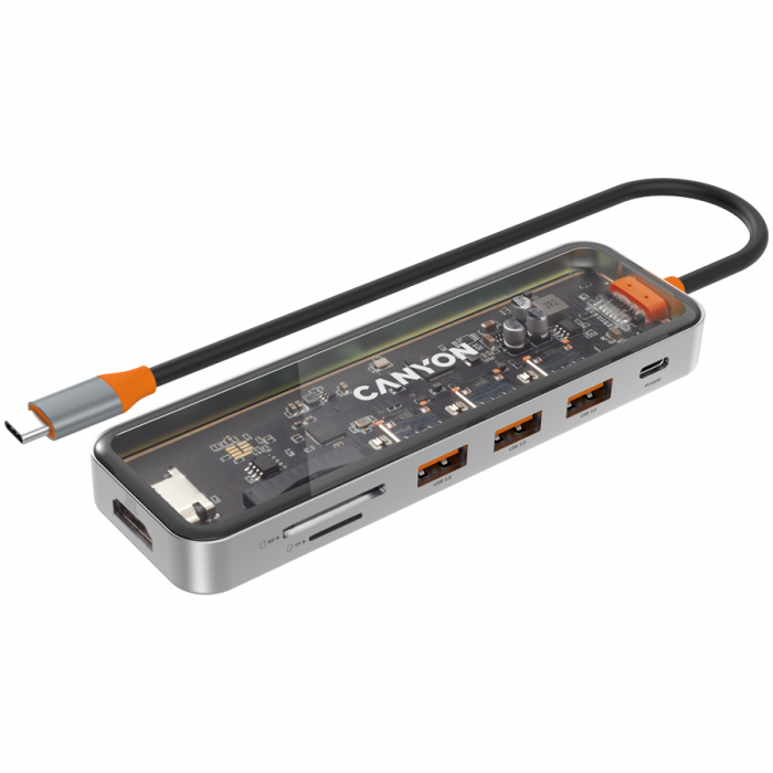 CANYON hub DS-13 7in1 4k USB-C Transparent Space Grey [2]