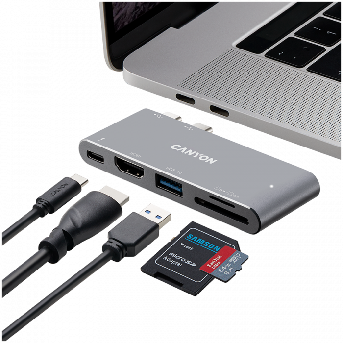CANYON hub DS-5 5in1 Thunderbolt 3 4k Space Grey [4]