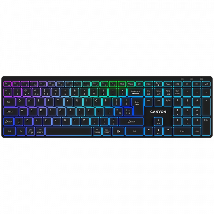 CANYON keyboard HKB-W11 UK/US RGB Dual Mode Wireless Black [1]