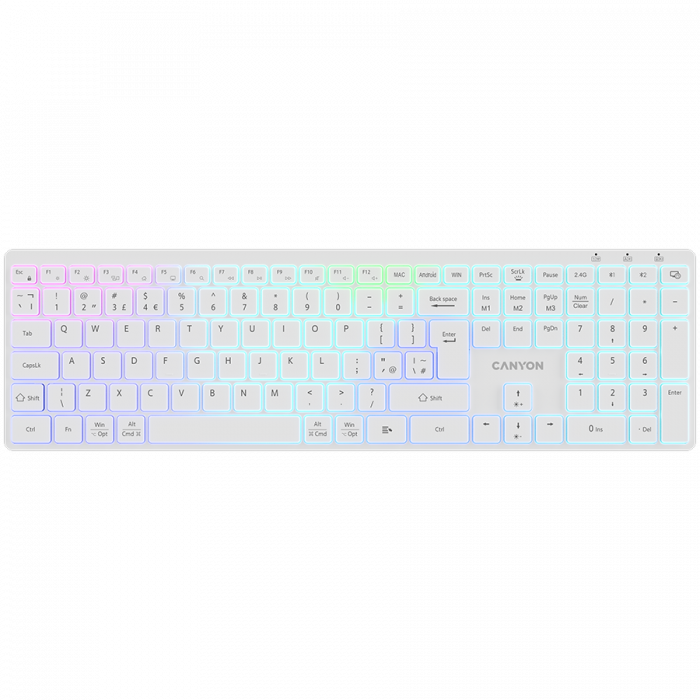 CANYON keyboard HKB-W11 UK/US RGB Dual Mode Wireless White [1]