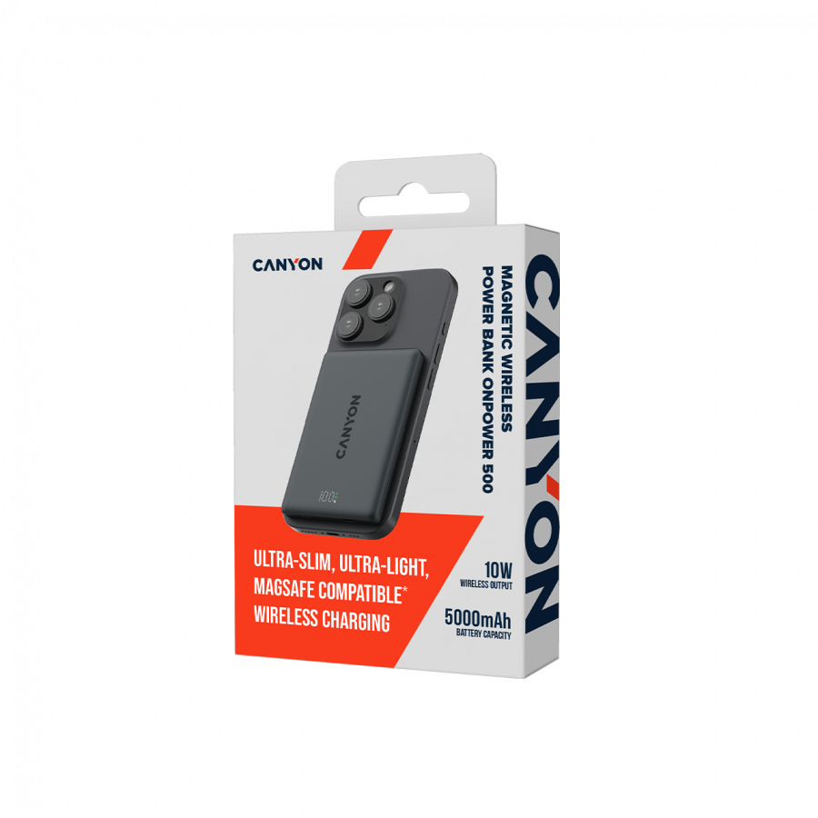 CANYON magnetic power bank OnPower 500 PD20W 5000mAh Aluminium Interstellar Black [6]