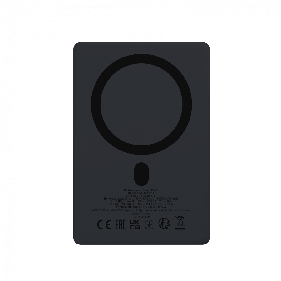 CANYON magnetic power bank OnPower 511 PD20W 10000mAh Aluminium Interstellar Black [4]