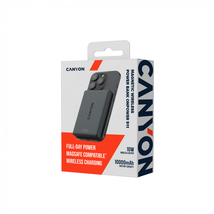 CANYON magnetic power bank OnPower 511 PD20W 10000mAh Aluminium Interstellar Black [5]