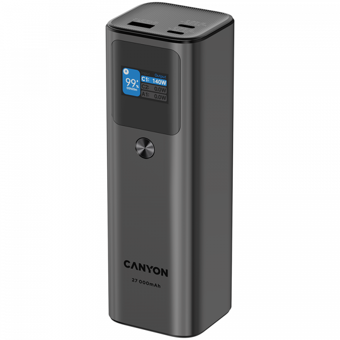 CANYON power bank PB-2010 TFT 27000 mAh 97.2Wh PD140W QC 3.0 Dark Grey [2]