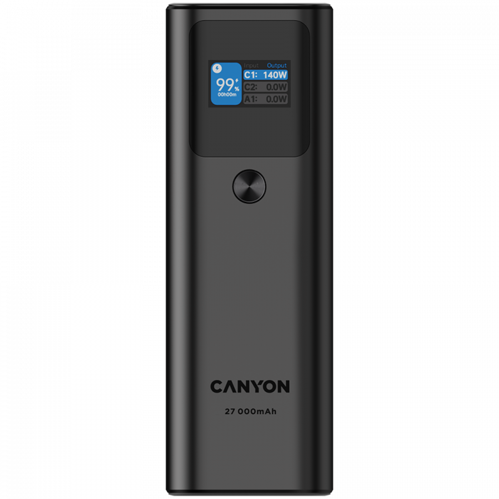 CANYON power bank PB-2010 TFT 27000 mAh 97.2Wh PD140W QC 3.0 Dark Grey [3]