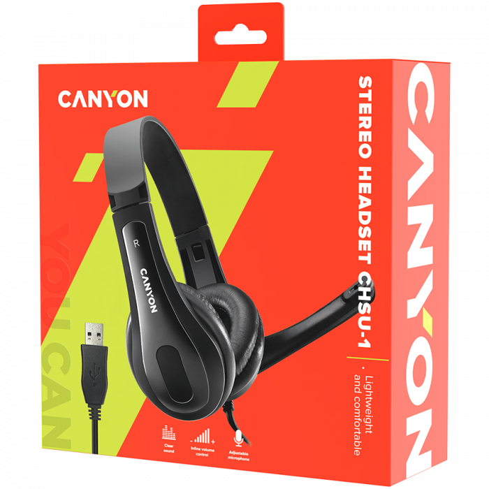 CANYON PC headset CHSU-1 PC Mic USB 2m Black [5]