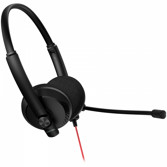CANYON PC headset HS-07 PC Mic 3.5/USB Flat 2.8m Black [3]