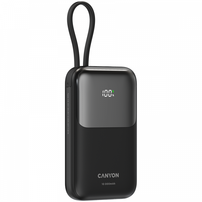 CANYON power bank OnPower 101 built-in cable 10000 mAh PD22.5W Black [3]
