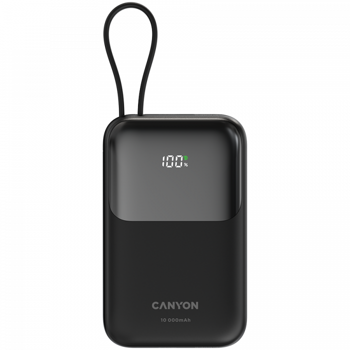 CANYON power bank OnPower 101 built-in cable 10000 mAh PD22.5W Black [1]