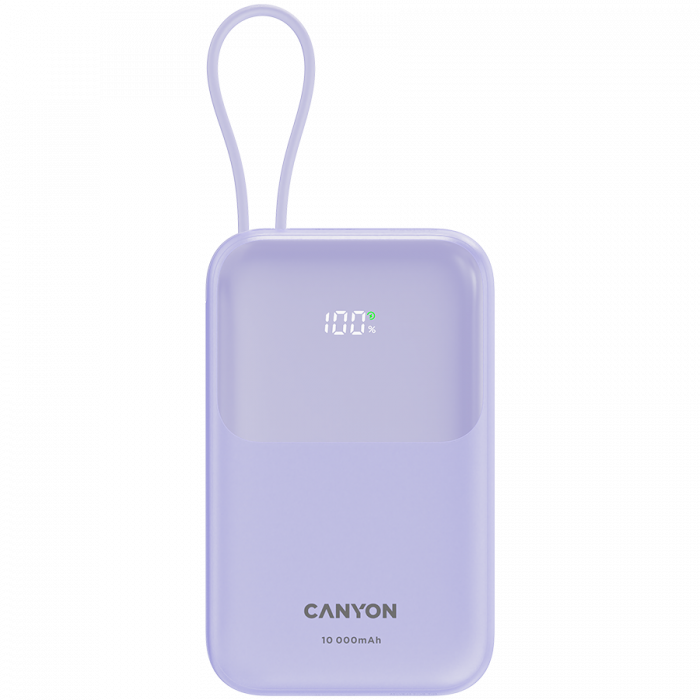 CANYON power bank OnPower 101 built-in cable 10000 mAh PD22.5W Purple [1]
