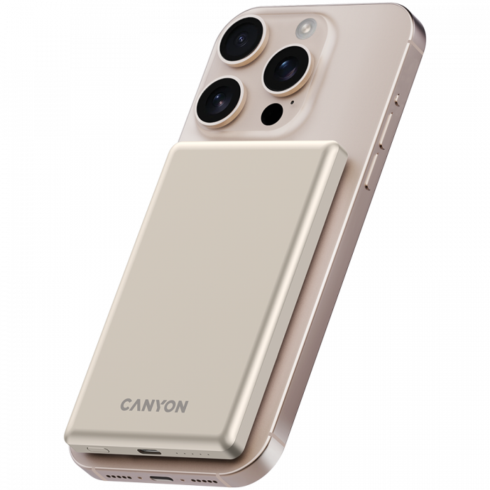 CANYON power bank OnPower 505 slim Magsafe 5000 mAh PD20W Beige [6]
