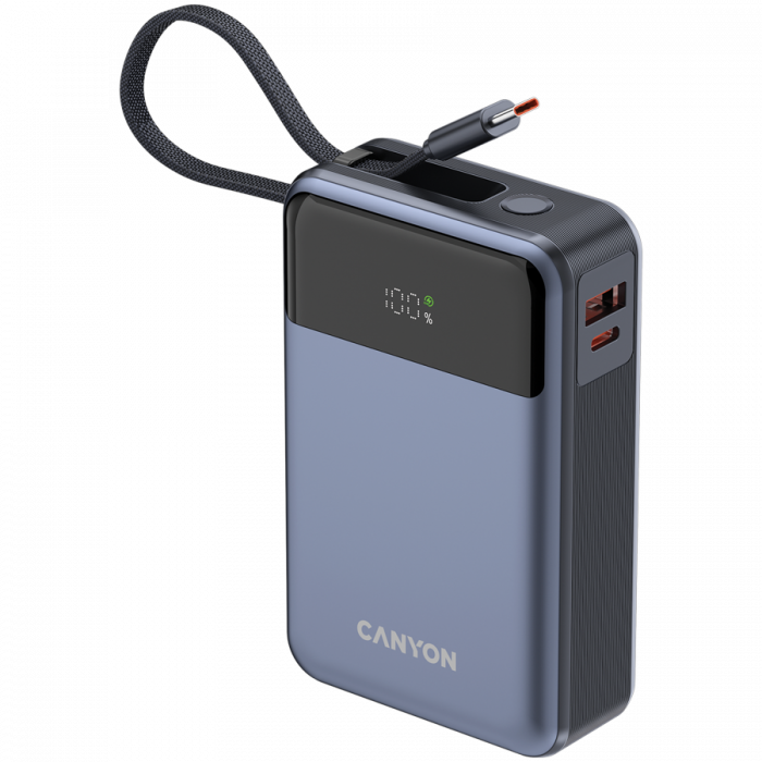 CANYON power bank OnPower 600 built-in cable 20000 mAh PD65W Dark Grey [6]
