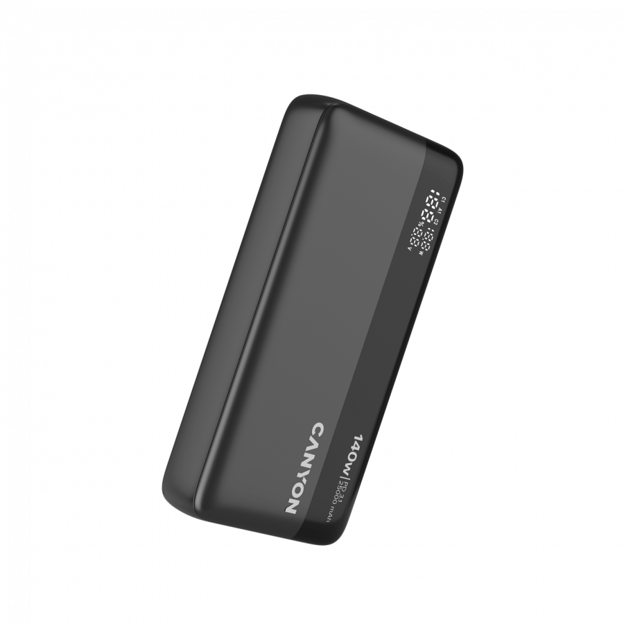 CANYON Power Bank PB-240, 25000mAh PD140W display power bank,Size160.0x82x27 mm Weight 508+-10g, Dark Grey [15]