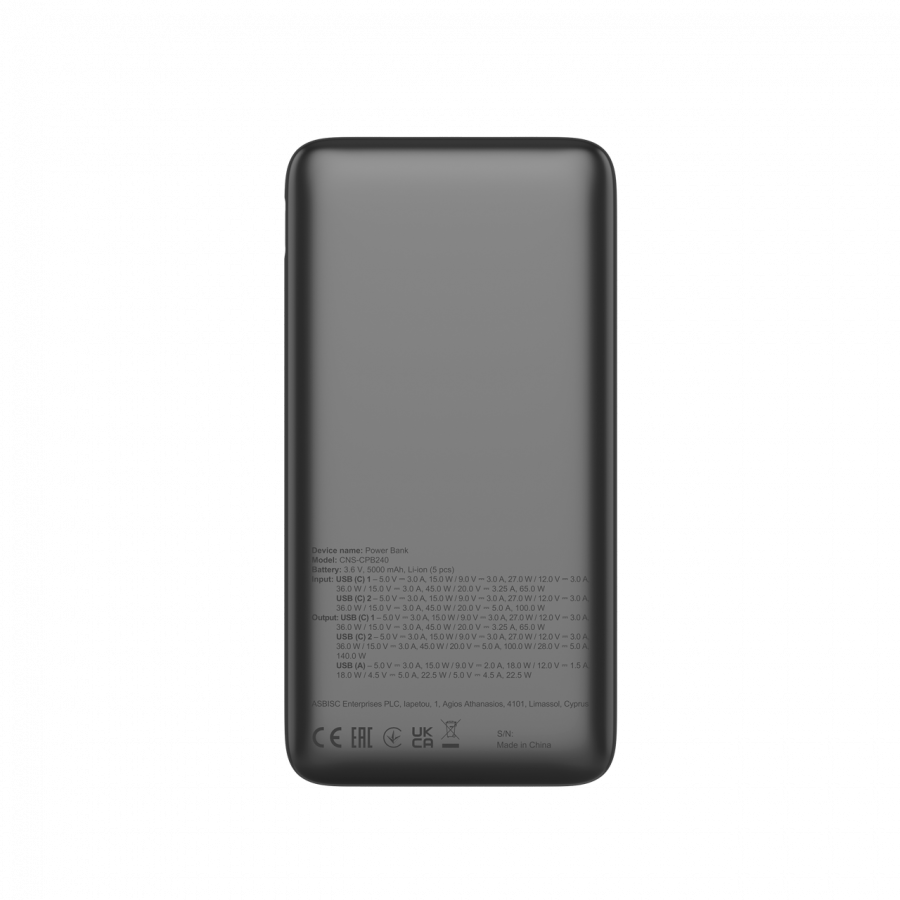 CANYON Power Bank PB-240, 25000mAh PD140W display power bank,Size160.0x82x27 mm Weight 508+-10g, Dark Grey [4]