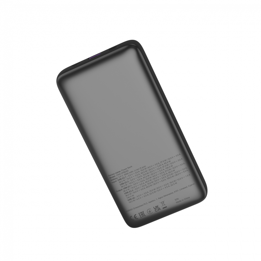 CANYON Power Bank PB-240, 25000mAh PD140W display power bank,Size160.0x82x27 mm Weight 508+-10g, Dark Grey [12]