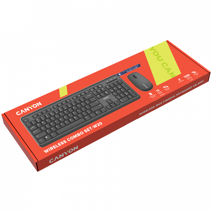 CANYON SET-W20 UK/US Keyboard+Mouse Velvet Wireless Black [3]