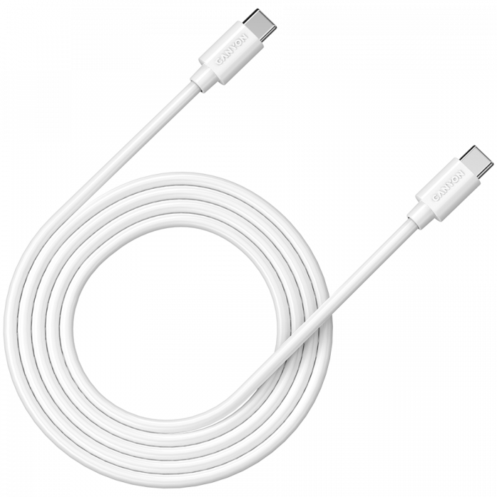 CANYON UC-12, cable 100W, 20V/ 5A, typeC to Type C, 2M with Emark, Power wire :20AWG*4C,Signal wires :28AWG*4C,OD4.5mm, PVC ,white [1]