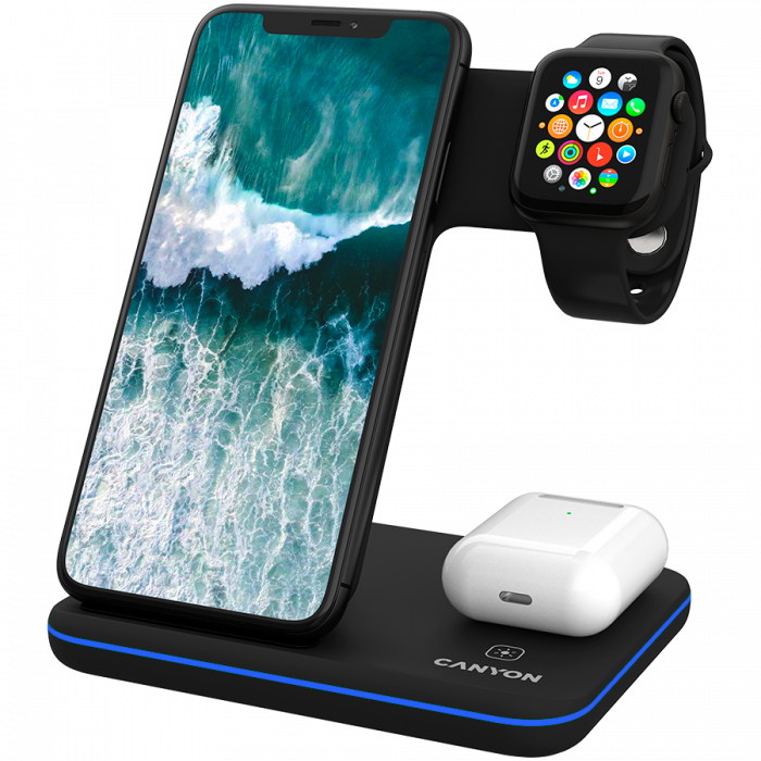 CANYON wireless charger WS-303 15W 3in1 Black [1]
