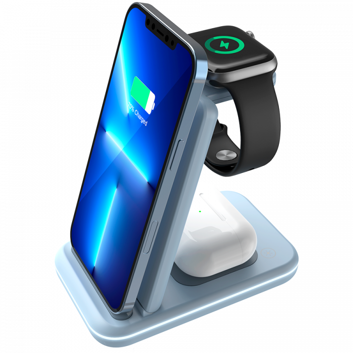 CANYON wireless charger WS-304 15W 3in1 Blue [1]