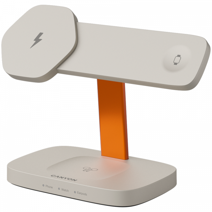 CANYON Wireless Charging Station Hexagon 310 3in1 LightGrey/Orange [2]
