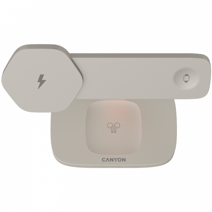 CANYON Wireless Charging Station Hexagon 310 3in1 LightGrey/Orange [3]