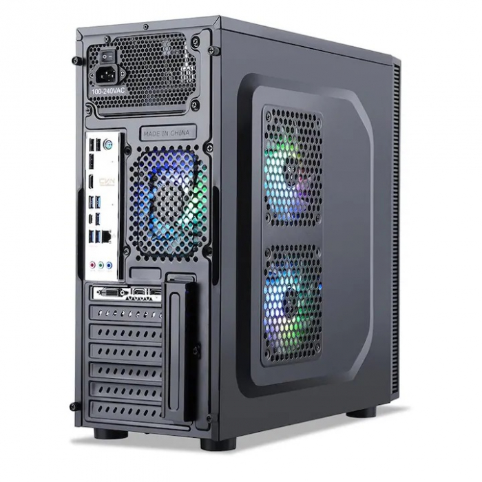 Carcasa Segotep BS Plus neagra, SPCC Steel (0.7mm) ATX Mid Tower, fara sursa (tip ATX, montata sus), interior vopsit negru, 2x 5.25” (extern), 2x3.5” (intern), 3x2.5” (intern), fata – 1x 120mm fans (o [4]