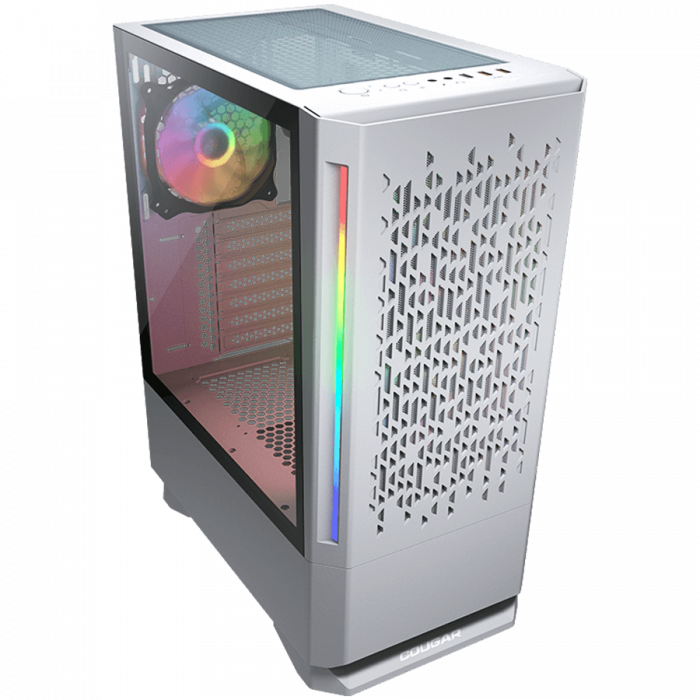 COUGAR | MX430 Air RGB White | PC Case | Mid Tower / Air Vents Front Panel with ARGB strips / 3 x ARGB Fans / 4mm TG Left Panel [2]