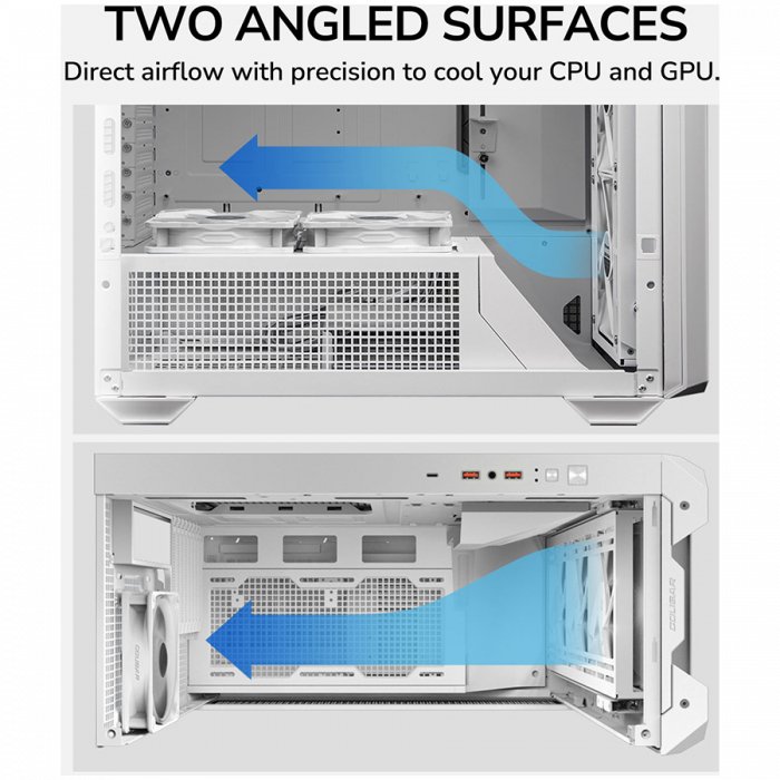COUGAR | MX600 White | PC Case | Mid Tower / Mesh Front Panel / 3 x 140mm + 1 x 120mm Fans / Transparent Left Panel [12]