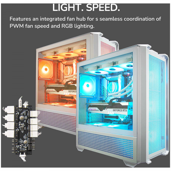 COUGAR | MX600 White | PC Case | Mid Tower / Mesh Front Panel / 3 x 140mm + 1 x 120mm Fans / Transparent Left Panel [23]