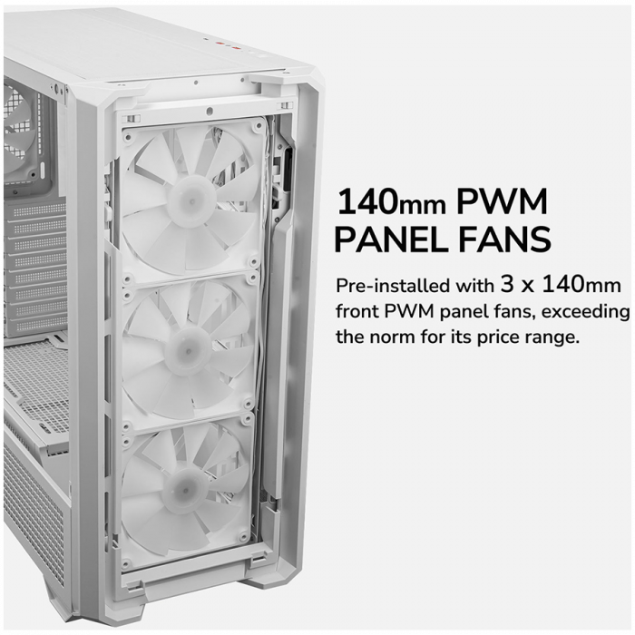COUGAR | MX600 White | PC Case | Mid Tower / Mesh Front Panel / 3 x 140mm + 1 x 120mm Fans / Transparent Left Panel [13]