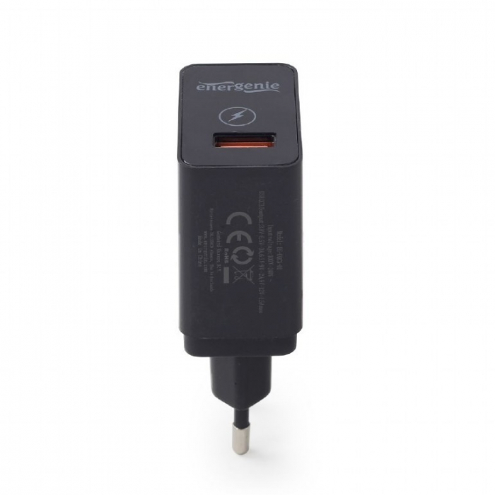 Incarcator retea 220V Energenie EG-UQC3-01, universal, 1 x USB Quick Charge 3.0, Negru [2]