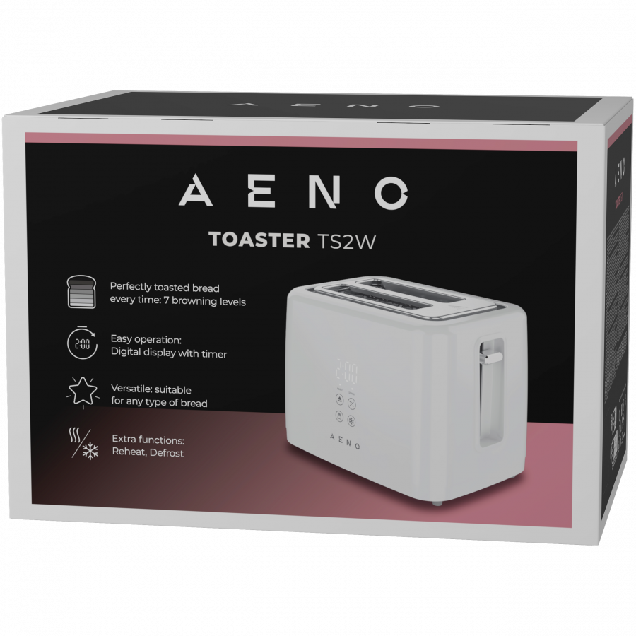 Electric Toaster, White, 220-240V, 50-60Hz, 780-930W, 2 slots, 3 modes, 7 browning levels [7]
