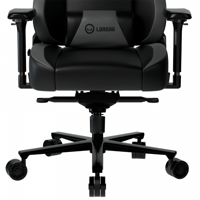 LORGAR Base 311, Gaming chair, PU eco-leather, 1.8 mm metal frame, multiblock mechanism, 4D armrests, 5 Star aluminium base, Class-4 gas lift, 75mm PU casters, Black + grey [6]