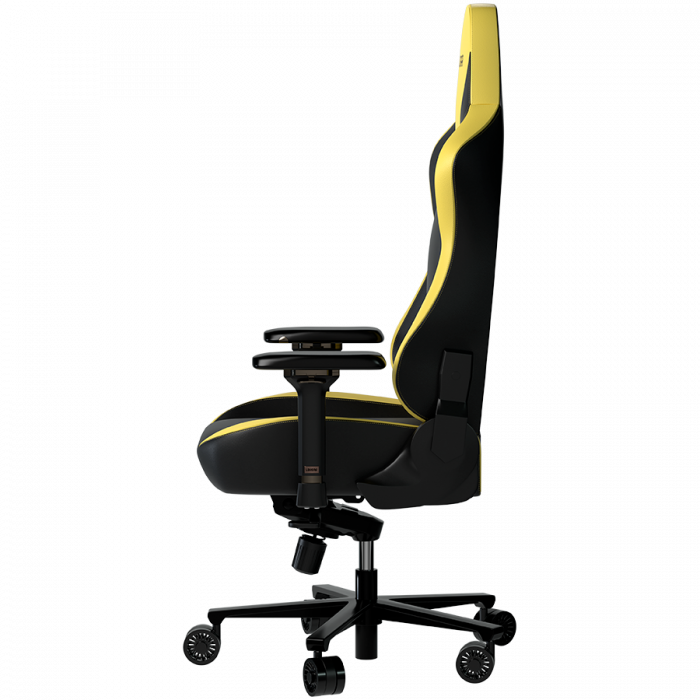 LORGAR Base 311, Gaming chair, PU eco-leather, 1.8 mm metal frame, multiblock mechanism, 4D armrests, 5 Star aluminium base, Class-4 gas lift, 75mm PU casters, Black + yellow [5]