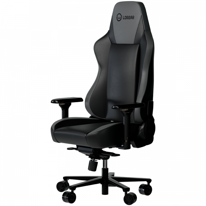 LORGAR Base 311, Gaming chair, PU eco-leather, 1.8 mm metal frame, multiblock mechanism, 4D armrests, 5 Star aluminium base, Class-4 gas lift, 75mm PU casters, Black + grey [2]