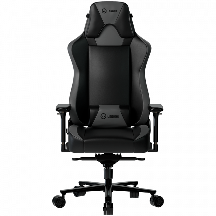 LORGAR Base 311, Gaming chair, PU eco-leather, 1.8 mm metal frame, multiblock mechanism, 4D armrests, 5 Star aluminium base, Class-4 gas lift, 75mm PU casters, Black + grey [1]