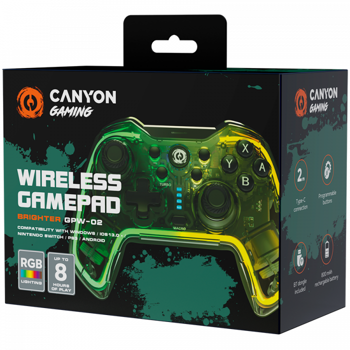 CANYON gamepad Brighter GPW-02 BT+Dongle Wireless Crystal [2]