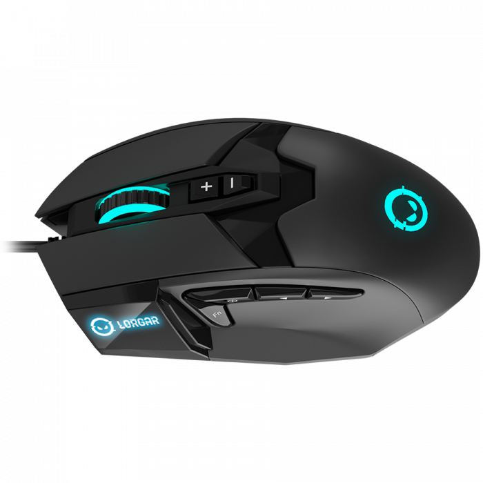 LORGAR Stricter 579, gaming mouse, 9 programmable buttons, Pixart PMW3336 sensor, DPI up to 12 000, 50 million clicks buttons lifespan, 2 switches, built-in display, 1.8m USB soft silicone cable, Matt [3]
