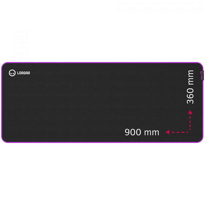 Lorgar Main 319, Gaming mouse pad, High-speed surface, Purple anti-slip rubber base, size: 900mm x 360mm x 3mm, weight 0.6kg [1]
