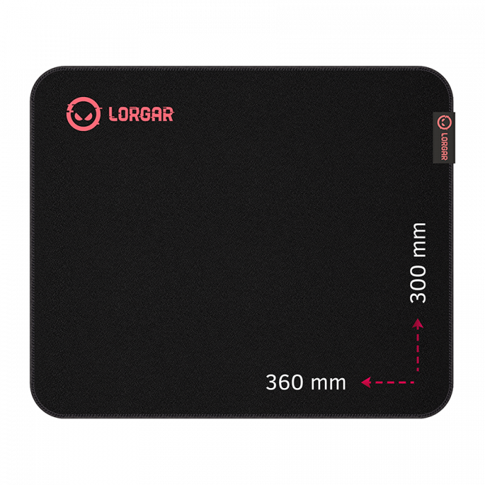 Lorgar Main 323, Gaming mouse pad, Precise control surface, Red anti-slip rubber base, size: 360mm x 300mm x 3mm, weight 0.21kg [1]