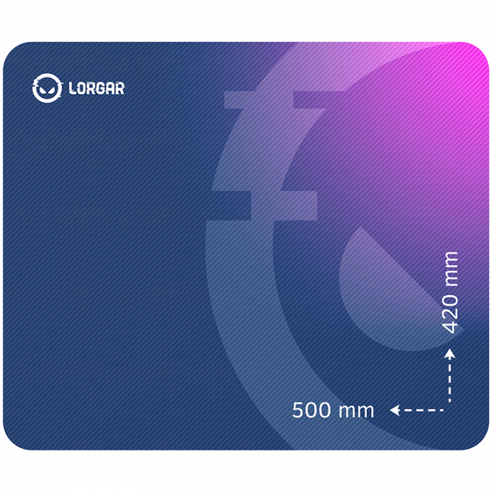 Lorgar Main 135, Gaming mouse pad, High-speed surface, Purple anti-slip rubber base, size: 500mm x 420mm x 3mm, weight 0.41kg [1]