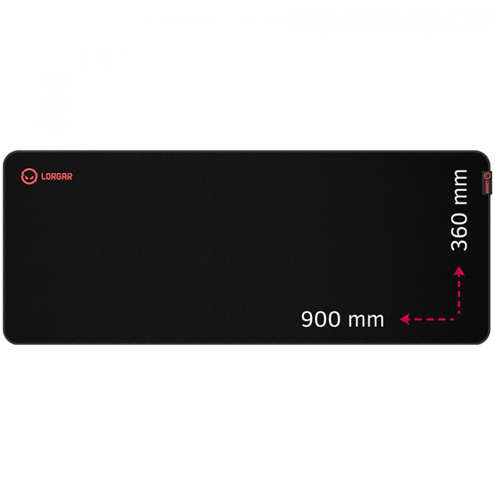 Lorgar Main 329, Gaming mouse pad, Precise control surface, Red anti-slip rubber base, size: 900mm x 360mm x 3mm, weight 0.635kg [1]