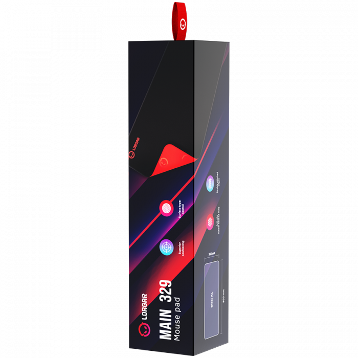 Lorgar Main 329, Gaming mouse pad, Precise control surface, Red anti-slip rubber base, size: 900mm x 360mm x 3mm, weight 0.635kg [7]