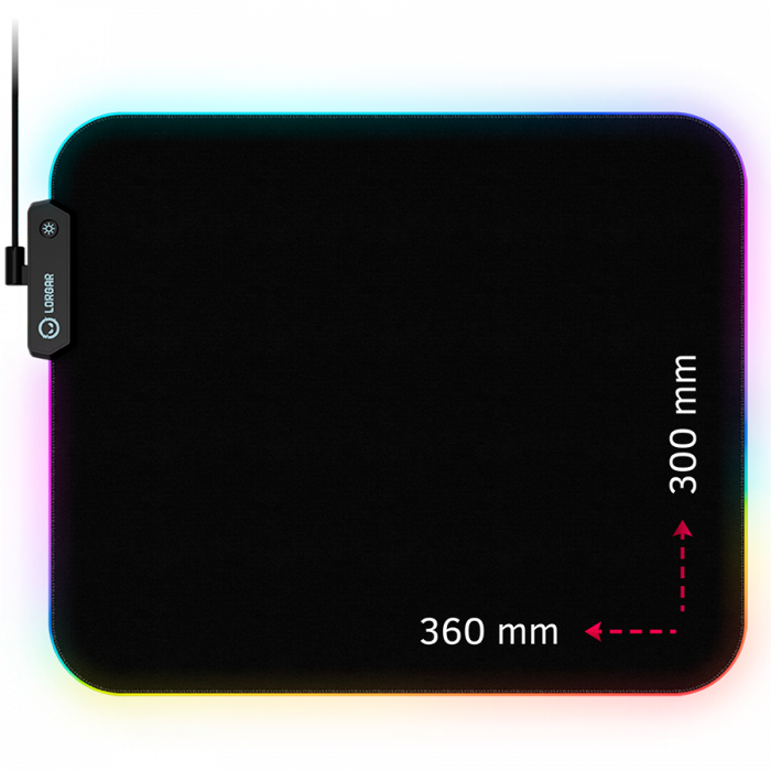 Lorgar Steller 913, Gaming mouse pad, High-speed surface, anti-slip rubber base, RGB backlight, USB connection, Lorgar WP Gameware support, size: 360mm x 300mm x 3mm, weight 0.250kg [1]