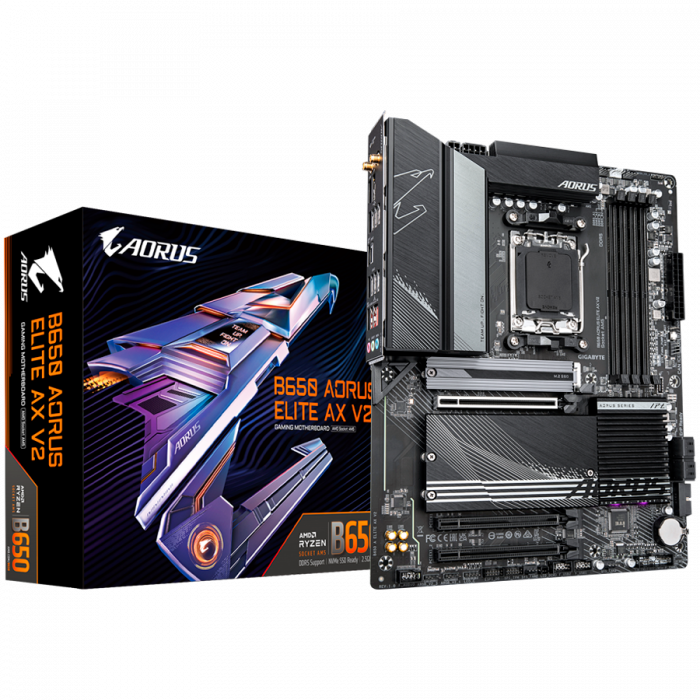 GIGABYTE MB B650 AORUS ELITE AX V2 (AM5, 4x DDR5, 1x PCI-E 4.0 x16x16, 2x PCI-E 3.0 x16x1, 3x M.2, 4x SATA, 1xHDMI, 1xDP, WiFI 6E, BT, 2.5GbE, ATX) [4]