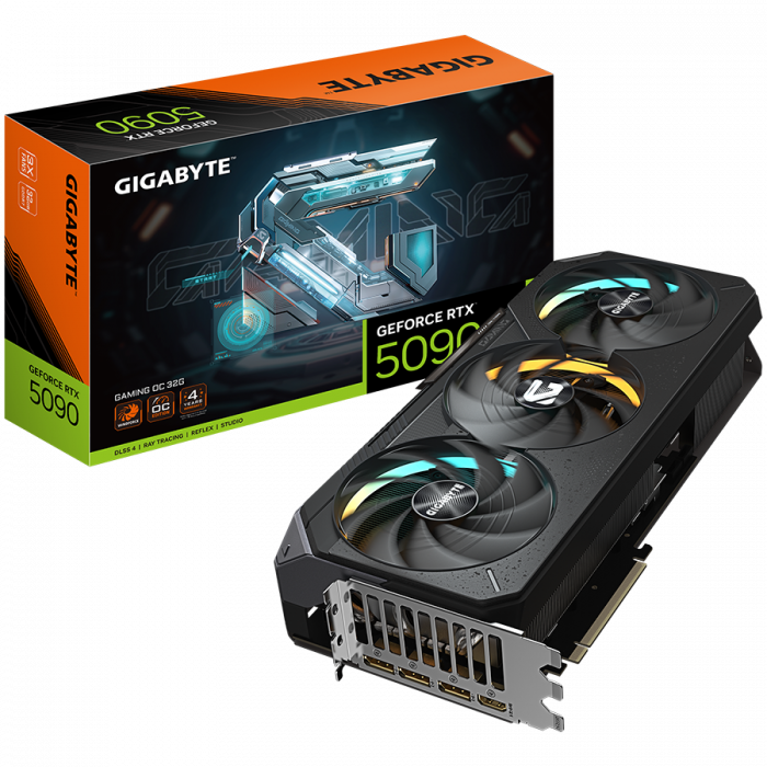 GIGABYTE Video Card NVIDIA GeForce RTX 5090 GAMING OC 32G (32GB GDDR7/512bit, PCI-E 5.0, Recommended PSU 1000W, 16Pin Power connector, 3x DP, 1x HDMI) [1]